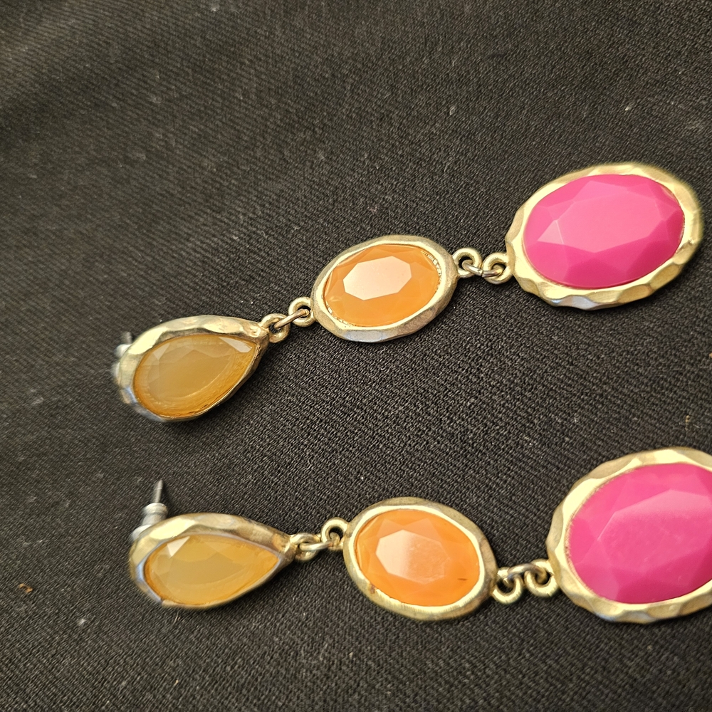Elegant Pink and Orange Drop Earrings